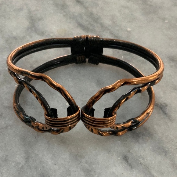 Vintage Burnished Copper Clamper Bracelet - Picture 2 of 4